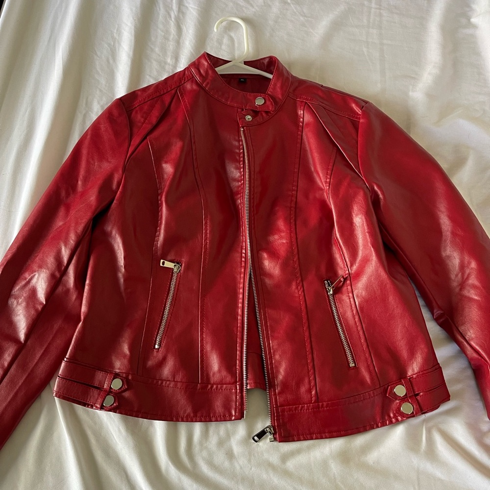 Red Faux Leather Jacket
